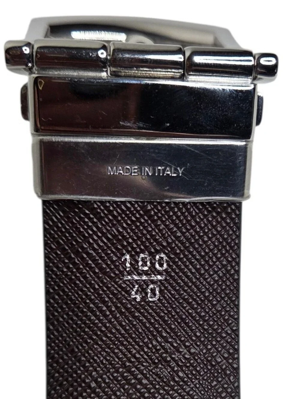 Prada Saffiano Reversible Leather Belt - Black/Brown